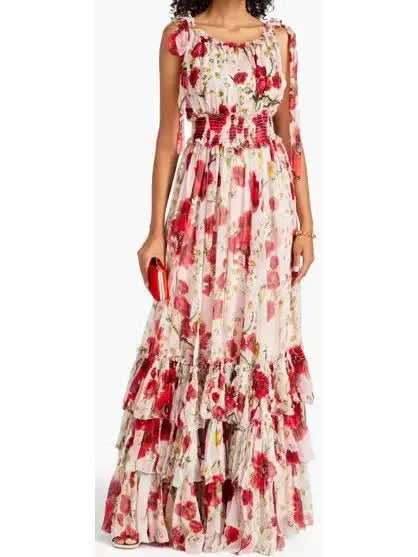 Comfort Centric Apparel Poppy and Daisy Print Maxi Dress