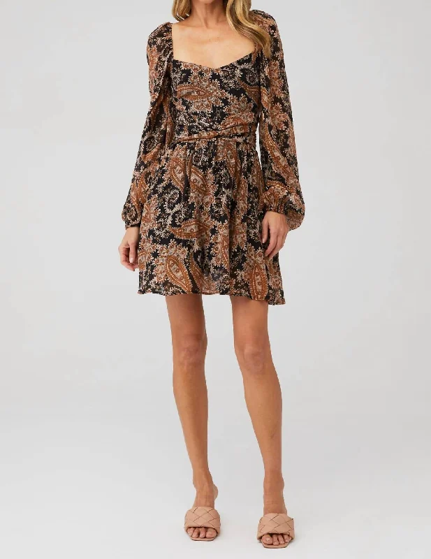 Trendy Urban Attire Persian Paradise Mini Dress In Black/brown