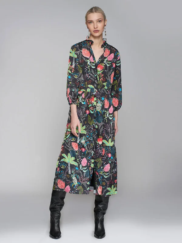 Holiday Sale Vilagallo Black Floral Dress