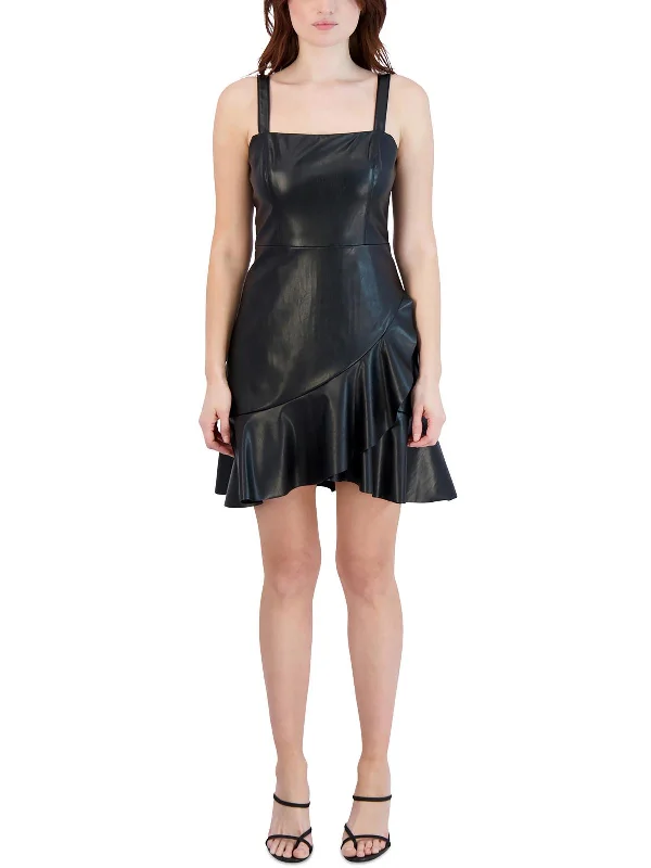 Update With Cottagecore Styles Womens Faux Leather Short Mini Dress