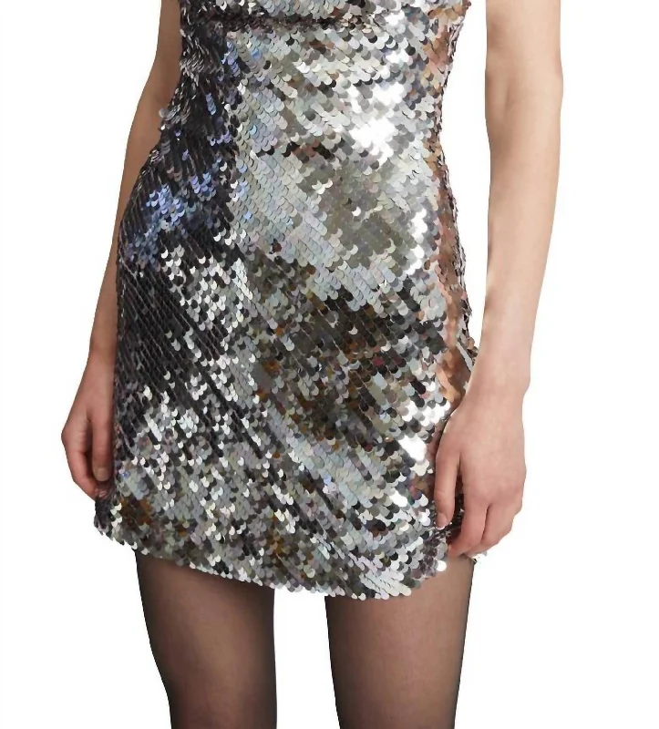 Pastel Styles Shai Sequin Mini Dress In Silver Multi