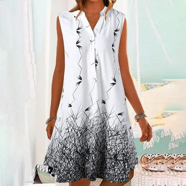 Seasonal Fashion Casual Sleeveless Printed Dress