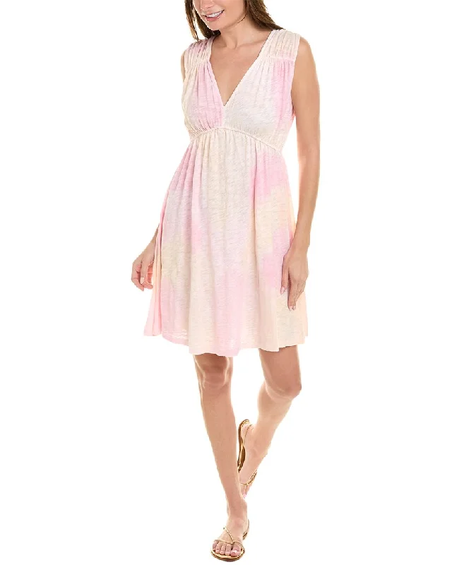 Effortless Grace ATM Anthony Thomas Melillo Slub Gathered V-Neck Mini Dress