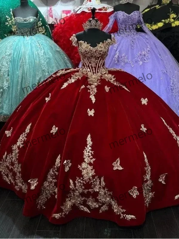 Y2K Nostalgic Fashion Look Luxury Satin Quinceanera Dresses With Cape Gold Beading Butterfly Lace