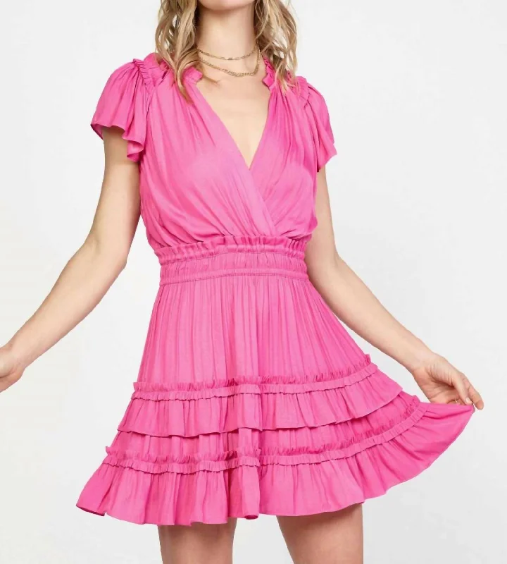 End - Of - Month Blowout Ruffled Mini Dress In Hot Pink