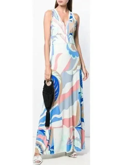 Wardrobe Update Printed Pleated Jersey Maxi Dress - Blue