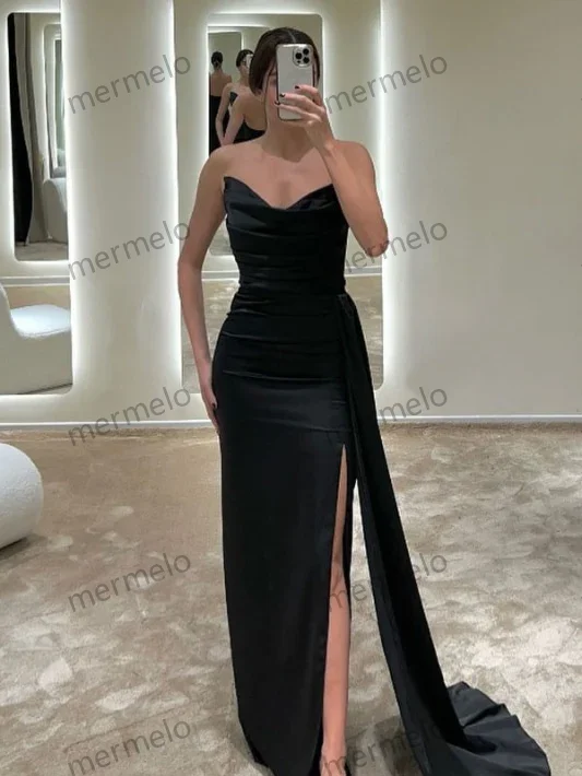 Hot Deals Sleeveless Black Sheath Prom Dress with Mermaid Sweep