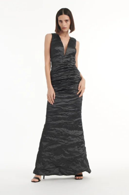 Exclusive Sale Solid Techno Metal Plunge Gown