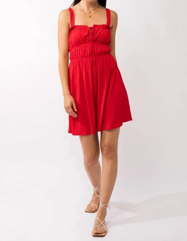 Unleash Your Fashion Plus Sleeveless Ruched Mini Dress In Red