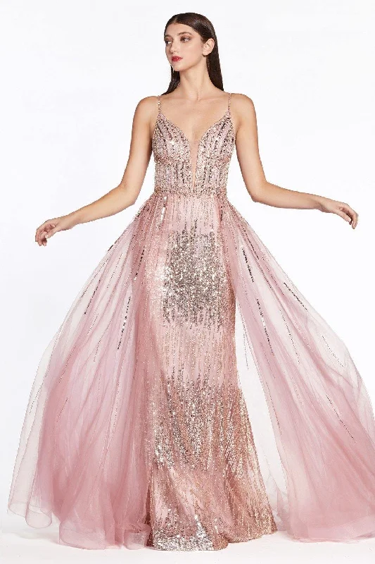 Casual Weekend Relaxed Style Cinderella Divine CR841 Long Evening Gown Spaghetti Strap Sexy Prom Dress