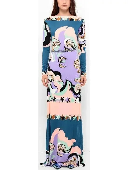 End-Of-Season Clearance Printed Jersey Silk Maxi Dress