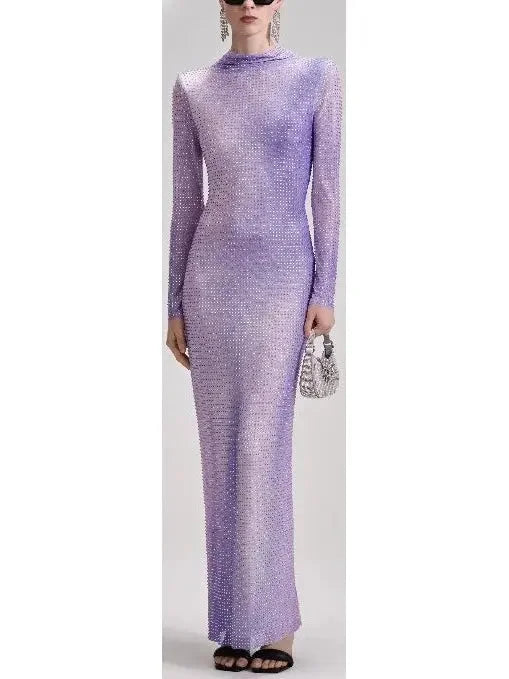 Unbeatable Prices Lilac Contour Print Embellished Maxi Dress