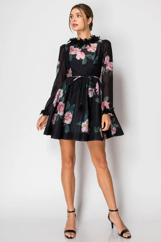 Evening Elegance Black Floral Lori Dress