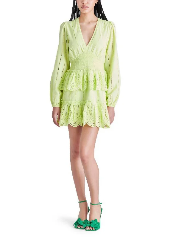 Romantic Date - Night Ensemble Raquelle Mini Dress In Sunny Lime