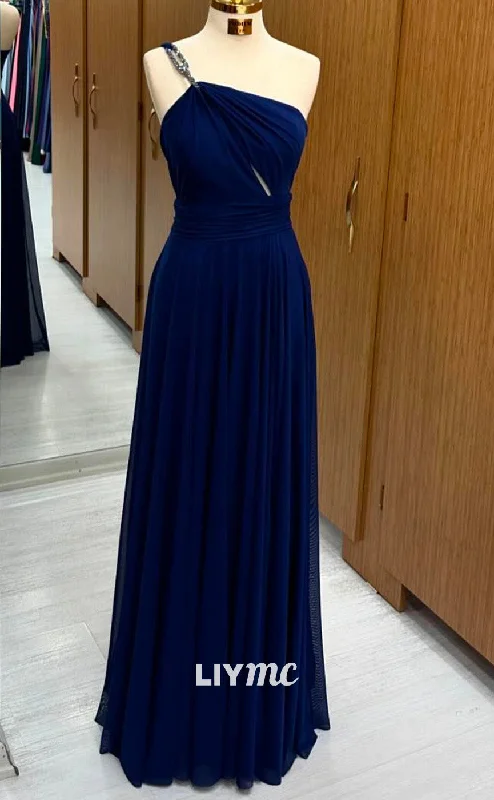 Trendy Street Style LP2239 - Asymmetrical Sleeveless Cut Outs Pleated A-Line Long Prom Dress Cocktail Dress