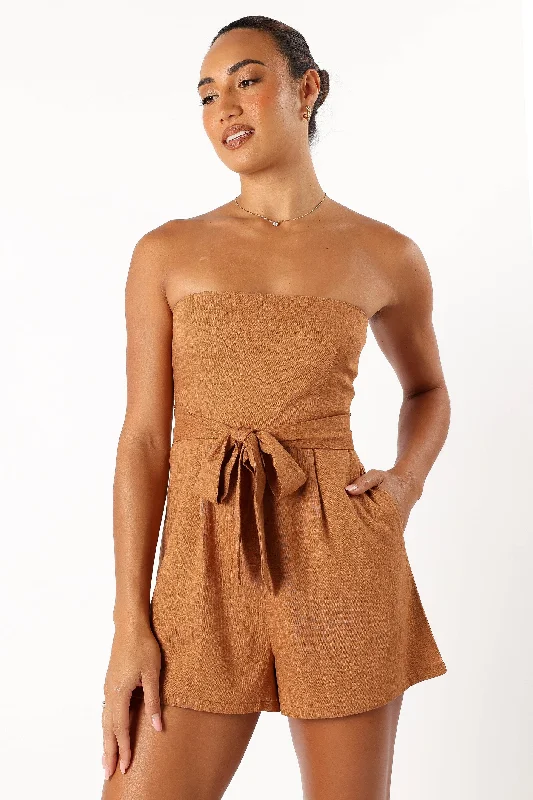 Style Upgrade Christie Strapless Playsuit - Tan