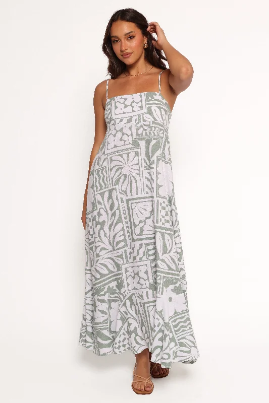 Trendy Styles Kelsie Midi Dress - Sage Print