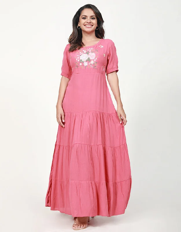 Fashion-Forward Outfits Embroidered Tiered Maxi Dress