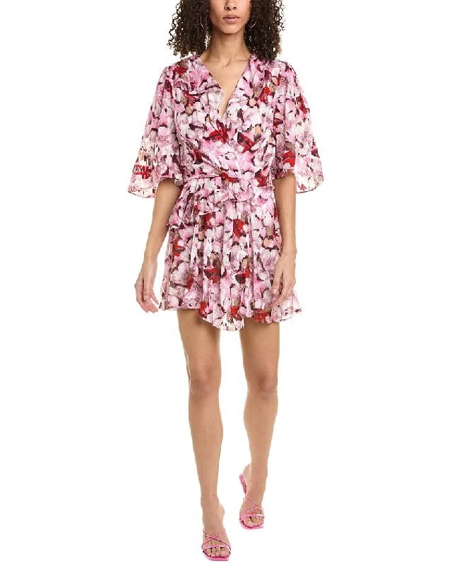 Feminine Elegant IRO Surplice Silk-Blend Mini Dress