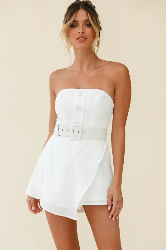 Dreamy Aesthetic Erika Bandeau Skort Romper White