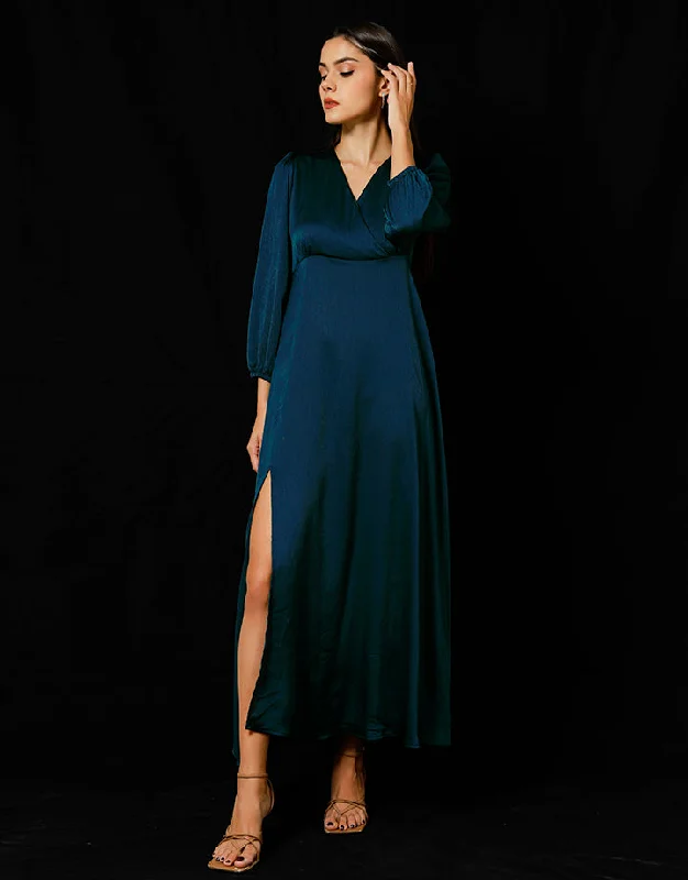 Today Only Long Sleeves Maxi Dress with Front Slit