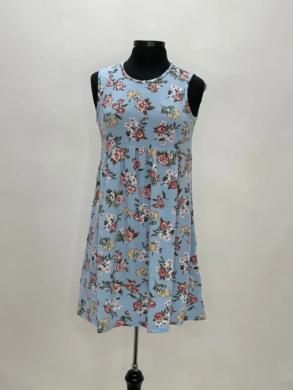 Fashion-Forward Style Floral Stretch Pleated Dress - Blue