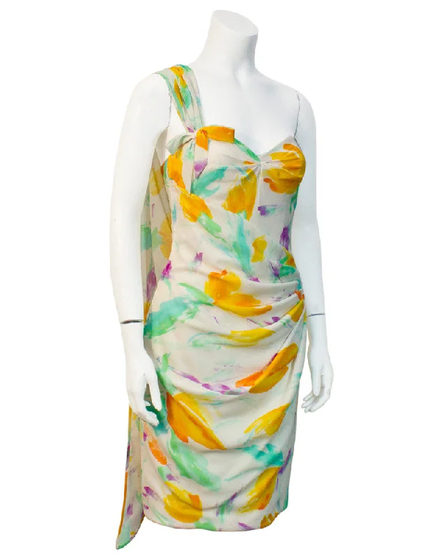 Urban Sophistication Floral One Shoulder Cocktail Dress