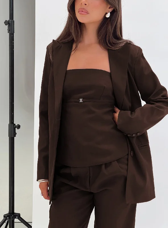 Limited - Stock Crowd Pleaser Oversized Blazer Chocolate