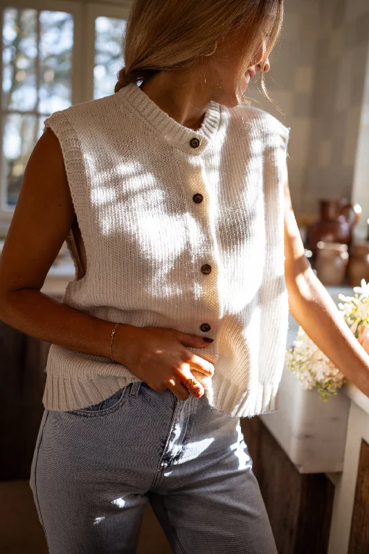 Women's Cozy Winter Attire Trendy Styles Ecru Achille Sleeveless Cardigan