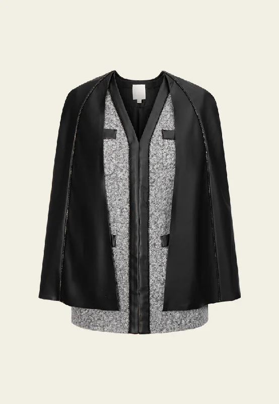 Limited - Edition Drops Detachable Contrast-trim Layered Cape