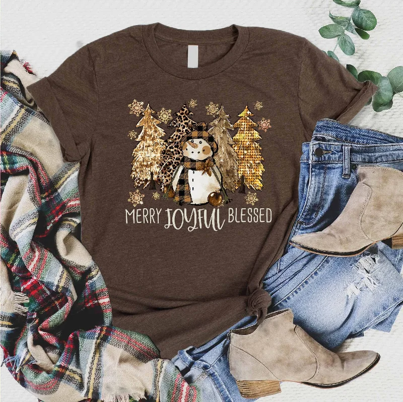 Flash Sale Starts Merry Joyful Blessed Snowman Tee