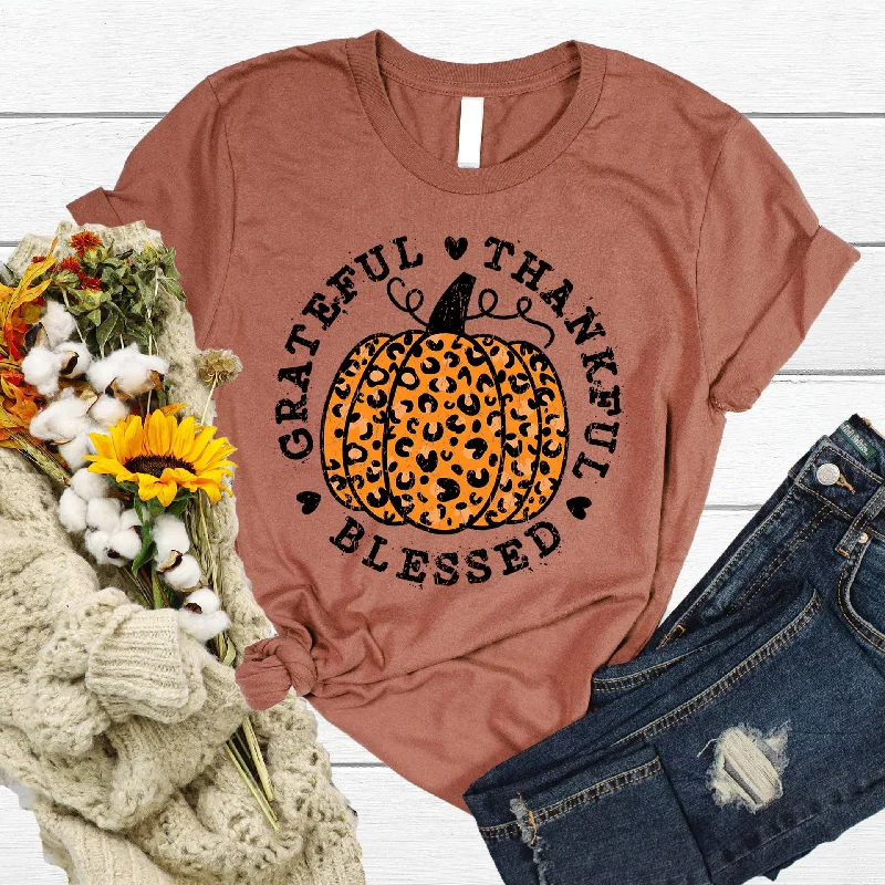 New Season Fashion Preview Sale Grateful Thankful Blessed Pumpkin Tee