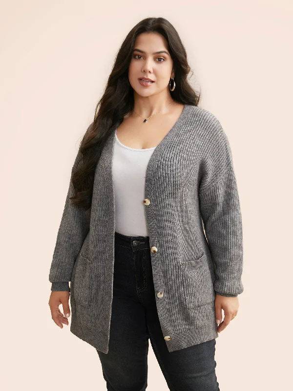 Artful Design Supersoft Ribbed Drop Shoulder Wool Cardigan