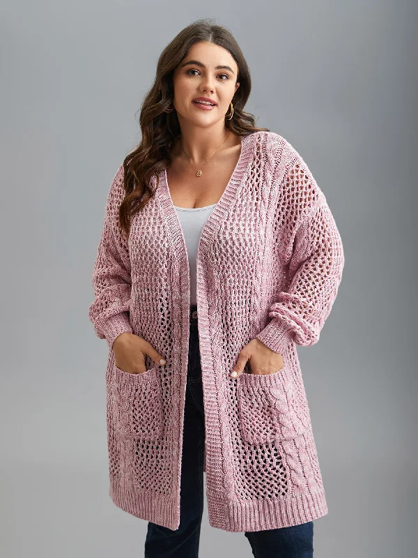 Fashion Sale Cut-Out Crochet Textured Open-Front Cardigan