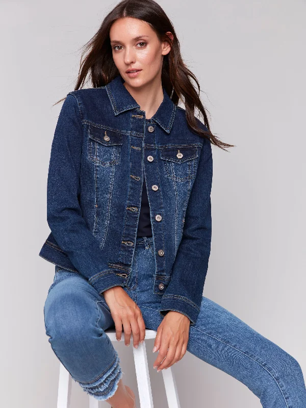 Chic & Cozy Collection Stretch Denim Jacket - Indigo