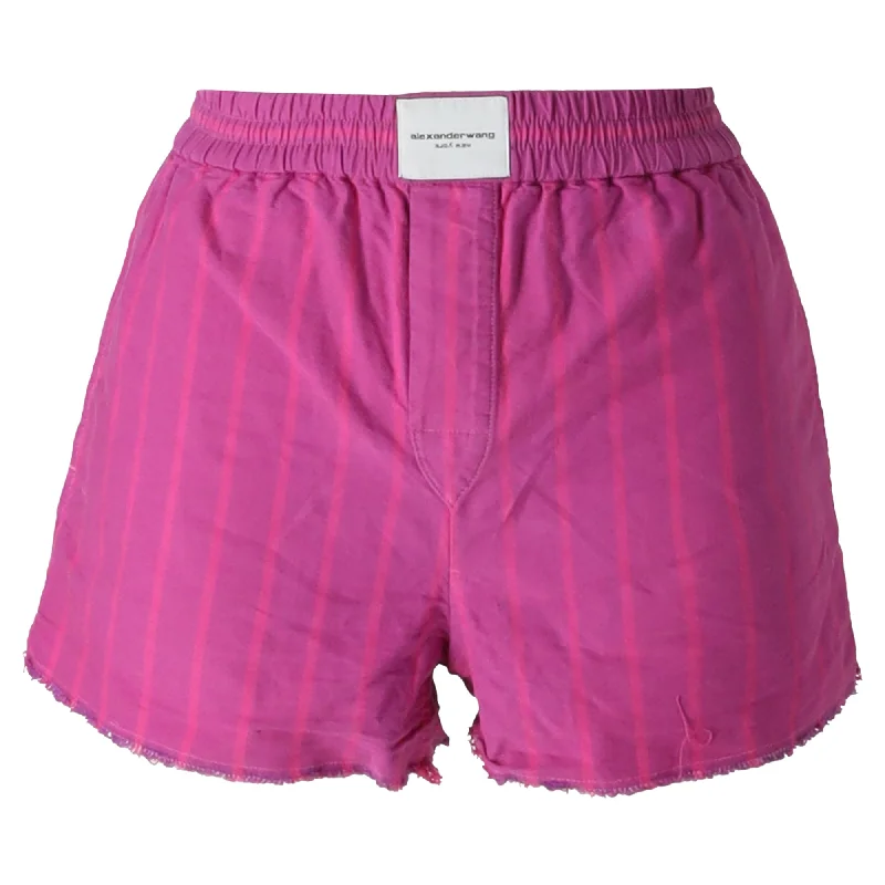 Final Sale Alexander Wang Logo Striped Shorts in Pink Cotton