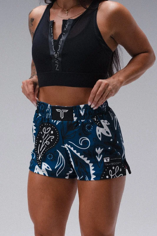 Modern Romance Bandana Women's Fight Shorts (3" Inseam) - Blue