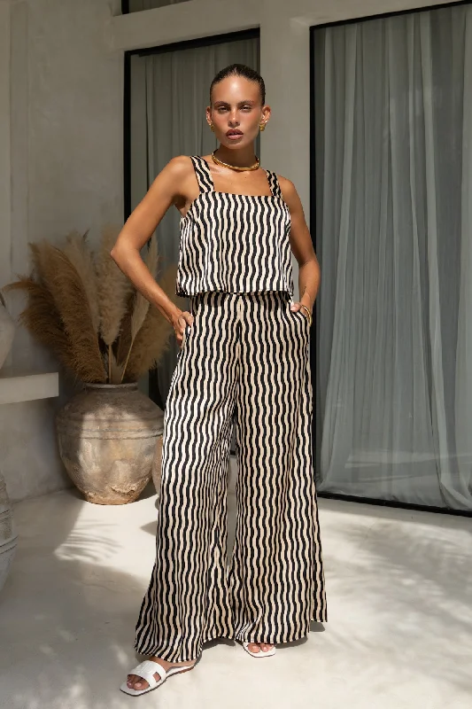 Summer Essentials Peyton Black Gold Stripe Jumpsuit