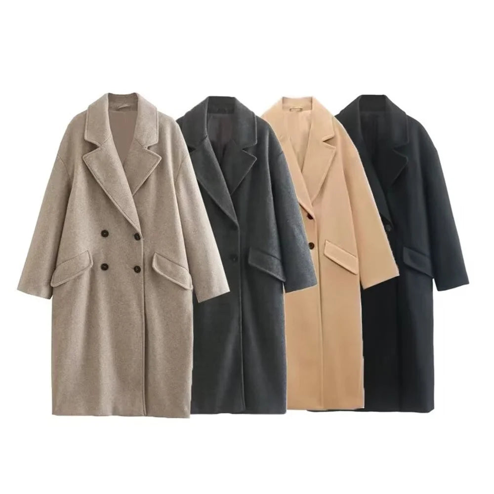 Flash Sale Women's Double-breasted Woolen Trench Coat Fashion Designer Jackets