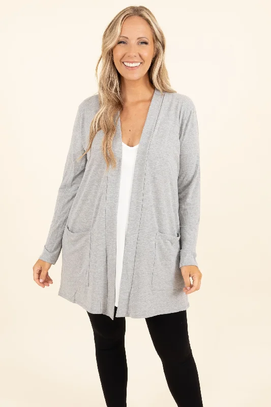 Formal Outfit Kindness and Compassion Cardigan, Dark Heather Grey