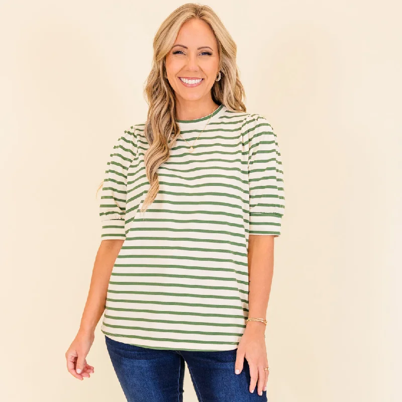 Discover Promotions Signature Stripes Top, Green-White