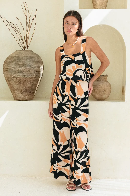 First Order Discount Petra Black Abstract Jumpsuit