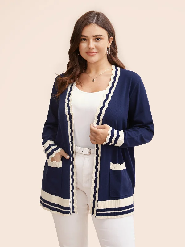 Budget Saver Supersoft Essentials Scalloped Trim Contrast Cardigan