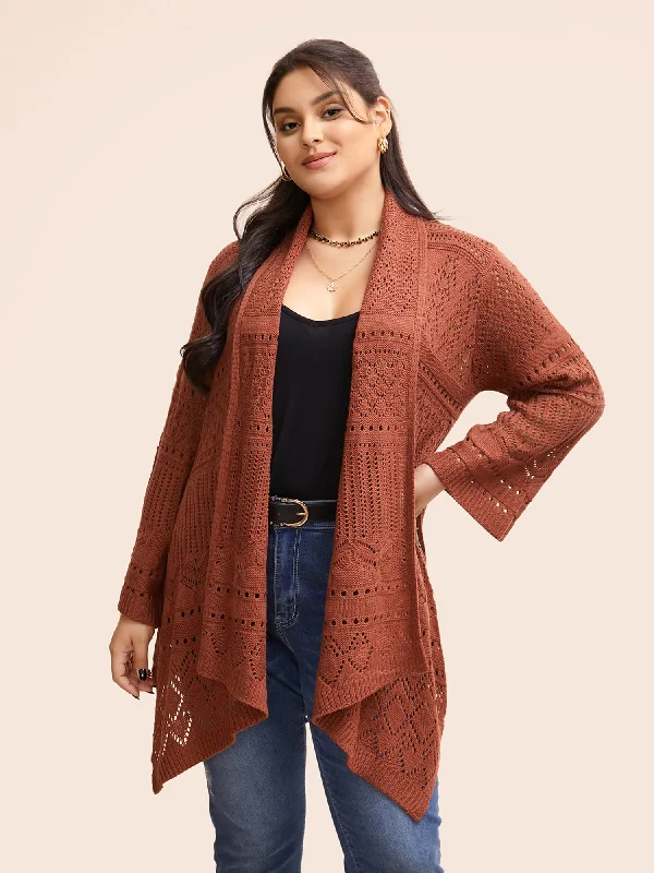 Best Seller Texture Cut Out Bell Sleeve Cardigan