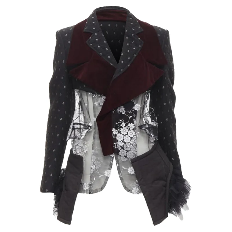 Versatile Outfits Comme des Garcons velvet floral mesh tulle blazer