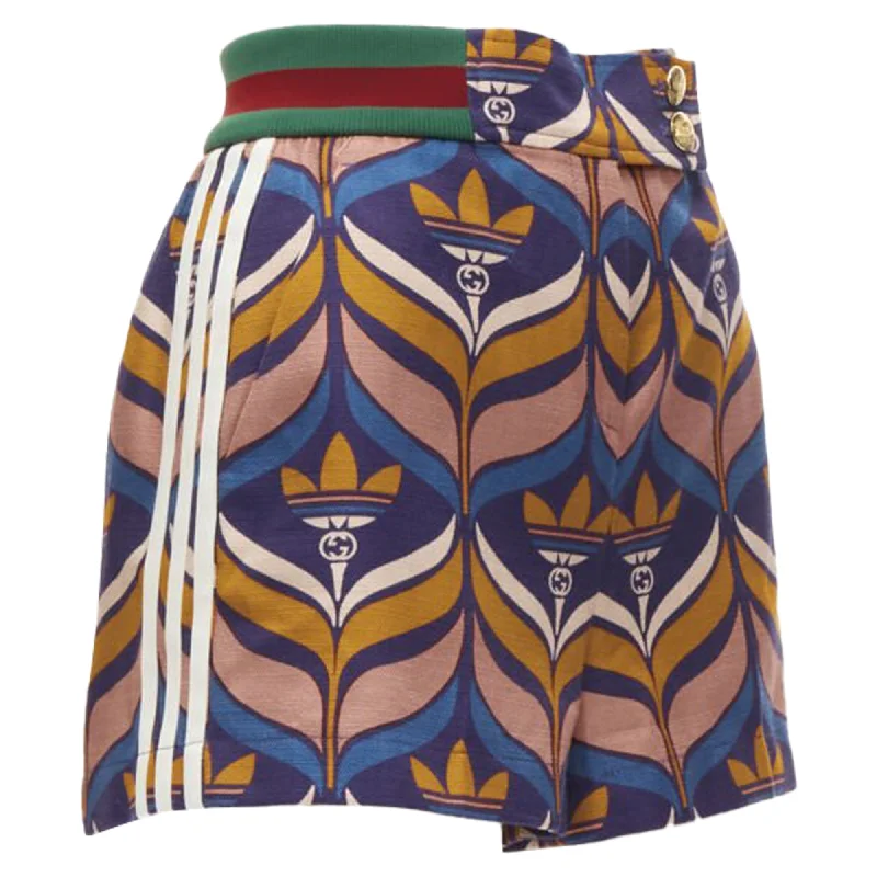 Effortless Grace Gucci Adidas logo print striped shorts