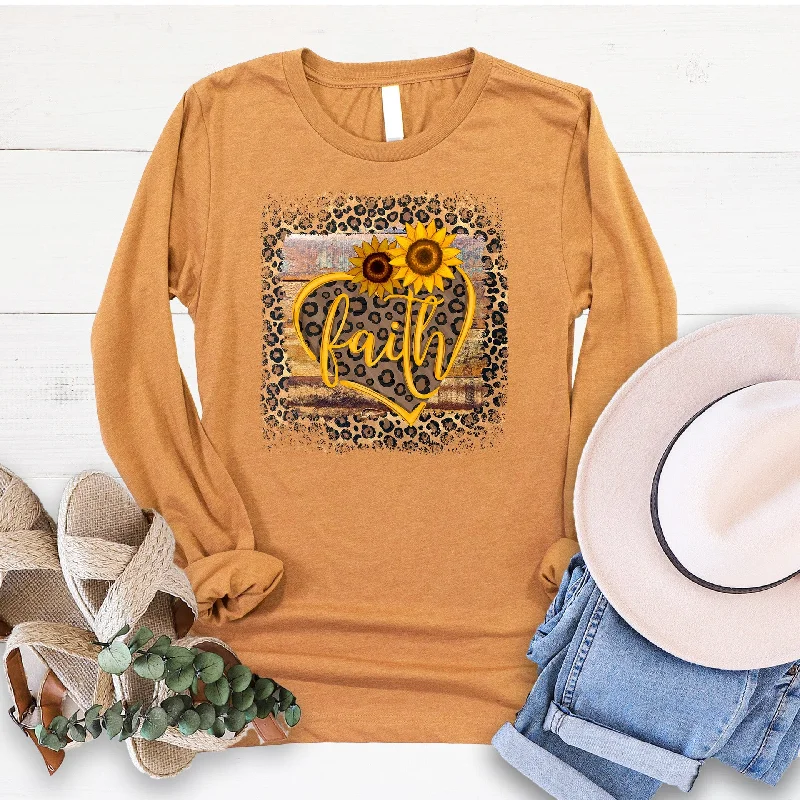 Discounts On Casual Weekend Styles Faith Leopard Sunflower Long Sleeve