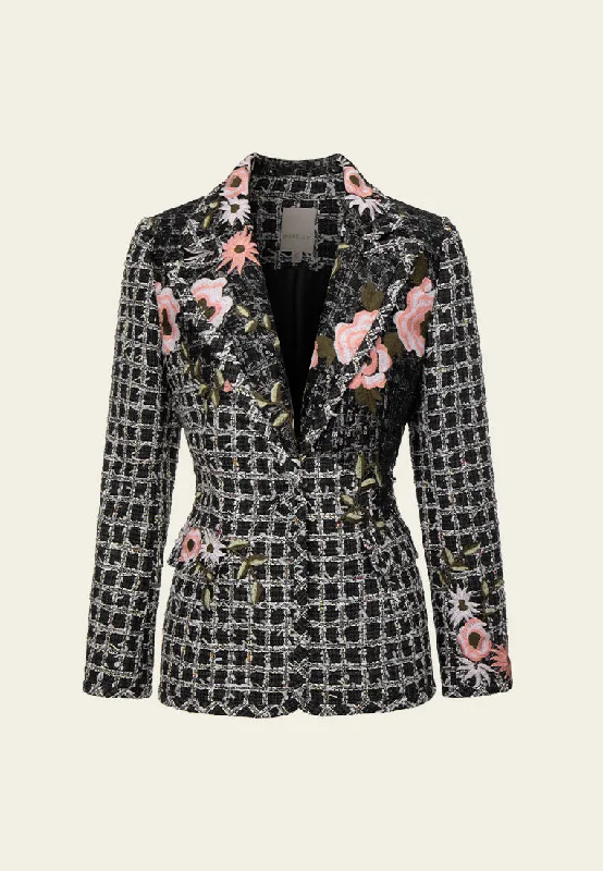 Evening Looks Notched-lapel Sequine-detail Embroidered Jacket