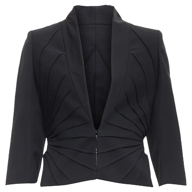 Imeless Style Alexander McQueen virgin wool contour pleated dart blazer