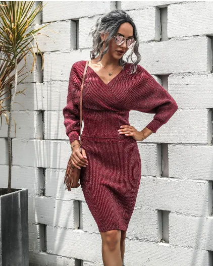 Trendy New Clothes TastyHottie - word collar bat sleeve sweater backless two-piece hip sweater skirt